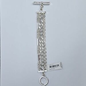 Lauren Ralph Lauren Silver Tone Three Chain Toggle Bracelet w/ Tags
